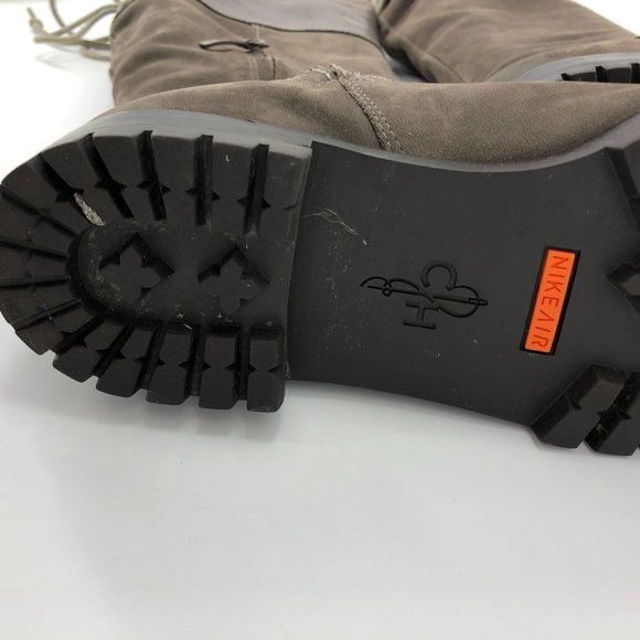 Cole Haan Nike Air Waterproof Knee High Boots Weathered Suede Leather Brown Lace - Picture 5 of 16